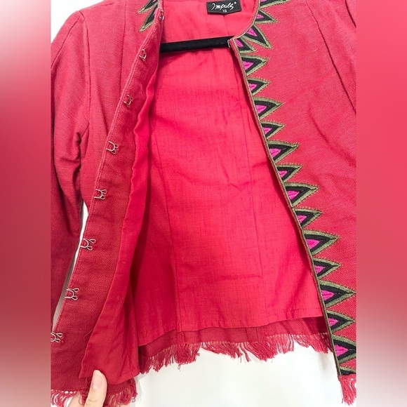 H&M impulse VTG fringe tribal blazer XS geometric office indie professional - Picture 3 of 6